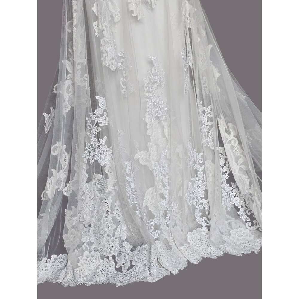 White Lace Illusion Bodice Open Back Wedding Gown - Morilee Madeline Gardner - Picture 8 of 12
